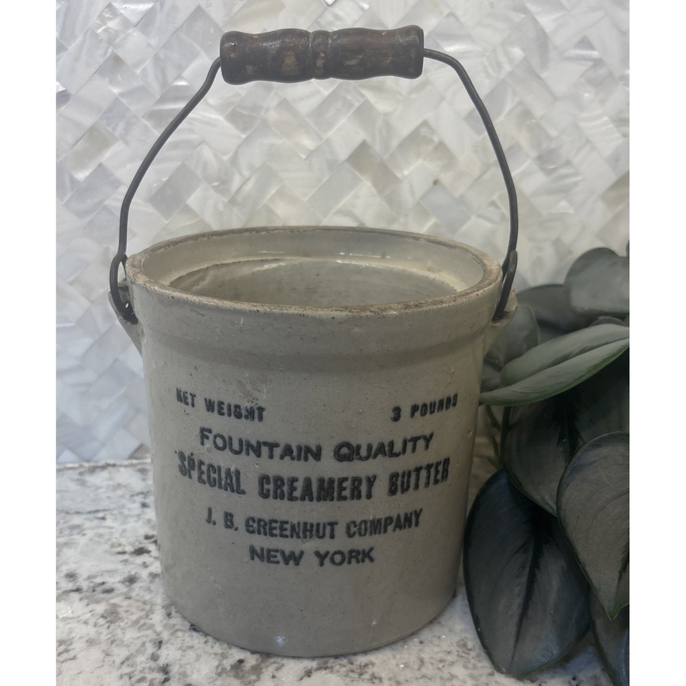 Rare 1910 Crock Fountain Quality Special‎ Creamery Butter Jb Greenhut New York